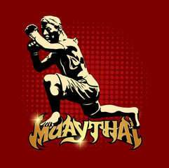 Vector Illustration of Muay Thai (Thai Boxing) Banner, Martial arts of Thailand background