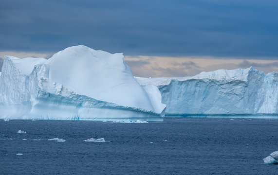 Navigating among enormous icebergs, including the world's largest recorded B-15, calved from the Ross Ice Shelf of Antarctica,