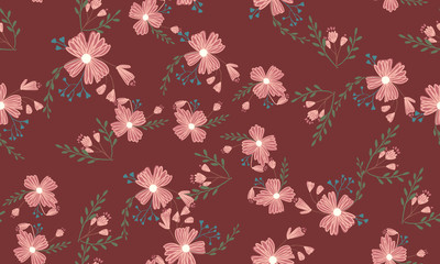Obraz premium Seamless pattern in small and medium flowers. Small colorful flowers. Ditsy elegant floral background. Template for fashion prints.
