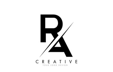 RA R A Letter Logo Design with a Creative Cut. - obrazy, fototapety, plakaty