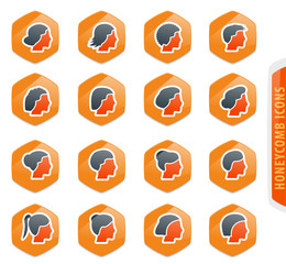 Womans hairstyles icons set