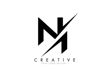 NI N I Letter Logo Design with a Creative Cut.