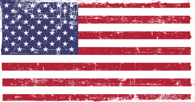 Flag of the United States of America in grunge style. The correct proportions. 