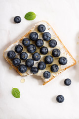 blueberry toast with cream cheese and honey