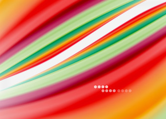 Wave lines abstract background, smooth silk design with rainbow style colors. Liquid fluid color waves. Vector Illustration