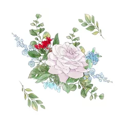 Behang A large set of watercolors tender roses super quality. © Yuliya
