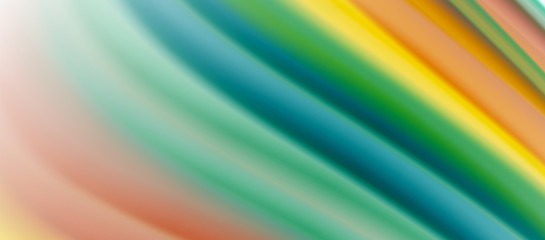 Wave lines abstract background, smooth silk design with rainbow style colors. Liquid fluid color waves. Vector Illustration