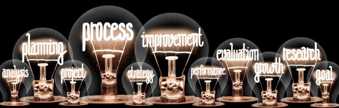 Light Bulbs With Process Improvement Concept