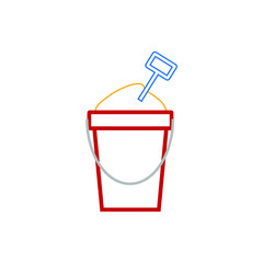 vector icon, beach sand bucket with white background