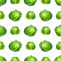 Seamless vector pattern with ripe white cabbage. Harvesting. Template for wrapping paper and cards.