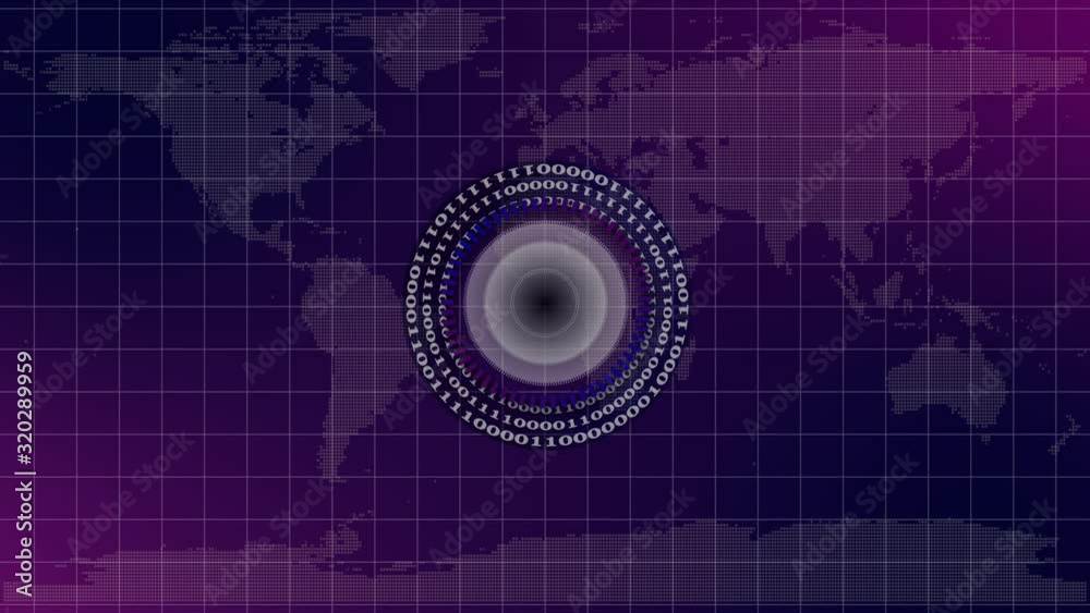 Poster motion graphics background in 4k - binary code in abstract speed motion - earth map background with 