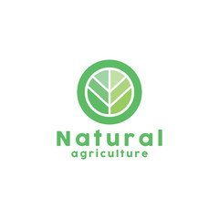 Leaf logo organic design vector template with flat Concept style. Circle symbol and eco Icon for for agricultural systems, farmer, and plantation products, Company and Business.