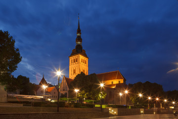 Scenic view of the Niguliste shurch in the Old Town in Tallinn, Estonia