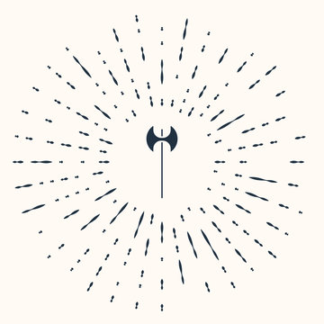 recommend clip art: Grey Medieval axe icon isolated on beige background. Battle axe, executioner axe. Medieval weapon. Abstract circle random dots. Vector Illustration