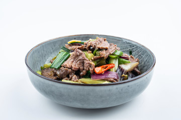 Chinese regular vegetable fried beef with celery