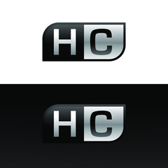 Logo letter HC with two different sides. Negative or black and white vector template design vector
