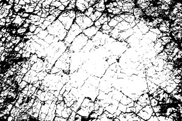 Cracked ground template. Black and white pattern. Gunge background. Old rough texture.