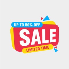 Colorful Sale Sign Shape Banner Design, Discount Banner Template Vector for advertising, social media, web banner