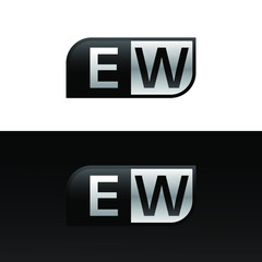 Logo letter EW with two different sides. Negative or black and white vector template design vector