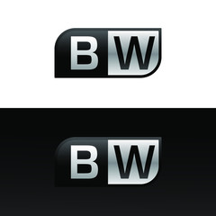 Logo letter BW with two different sides. Negative or black and white vector template design vector