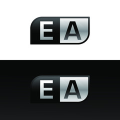 Logo letter EA with two different sides. Negative or black and white vector template design vector