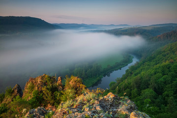 Fototapeta na wymiar Foggy river