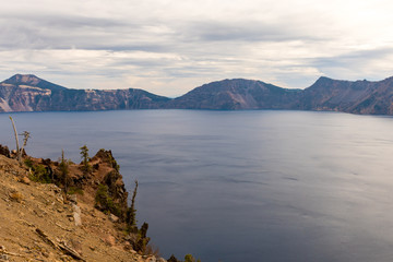 A view of the water of Crater Lake from Merriam Point, Oregon, USA