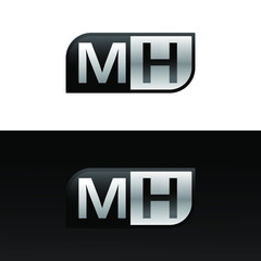Logo letter MH with two different sides. Negative or black and white vector template design vector