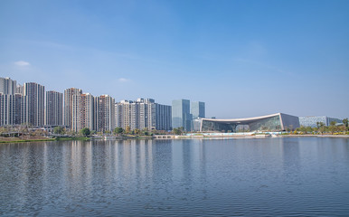 Obraz premium Cityscape of Nansha District, Guangzhou, China