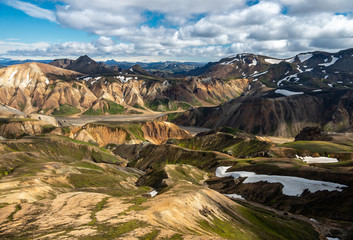 Volcanic mountains of Landmannalaugar in Fjallabak Nature Reserve. Iceland - obrazy, fototapety, plakaty
