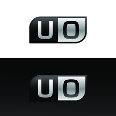 Logo letter UO with two different sides. Negative or black and white vector template design vector