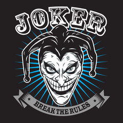 Joker Break the Rules Emblem - obrazy, fototapety, plakaty
