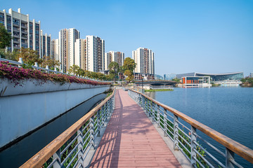 Landscape of Fenghuang Lake Park, Nansha District, Guangzhou, China