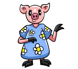 Obraz na płótnie Canvas Happy Stylized Mother Pig