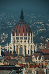 Obraz premium Hungarian Parliament building facade rooftop view in Budapest city