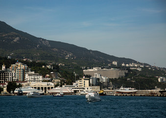 Fototapeta na wymiar Harbor of the port city of Yalta, Crimea.