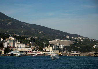 Fototapeta premium Harbor of the port city of Yalta, Crimea.