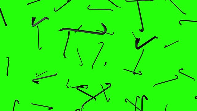 metal crowbar falling green screen animation