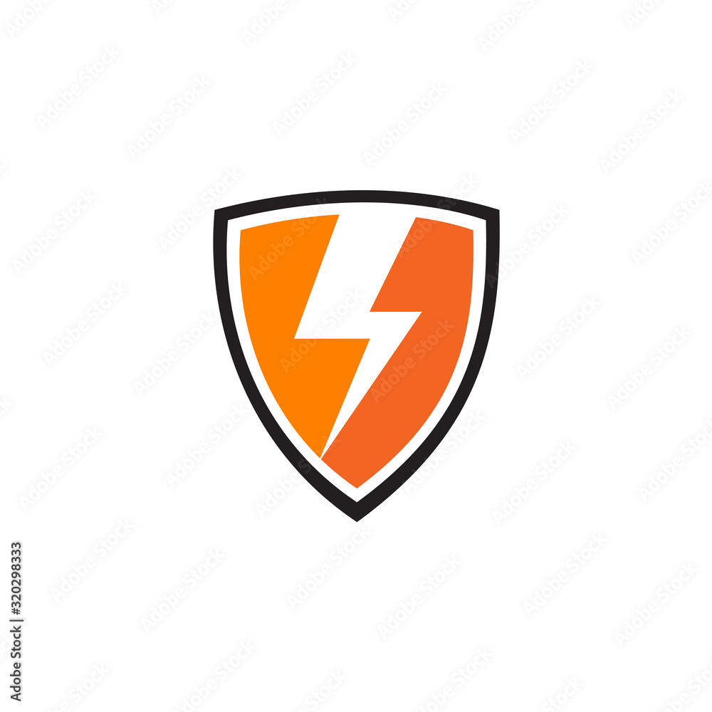 Sticker Emblem flash thunderbolt logo design vector template