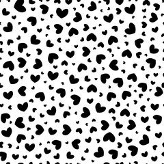 Black hearts seamless repeat pattern for wrapping paper.Black hearts on a white background.Valentine's day pattern.
