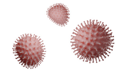 Fototapeta premium Coronavirus 2019-ncov flu outbreak 3d medical isolated illustration. Microscopic view of floating influenza virus cells. Dangerous asian ncov corona virus.