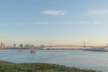 東京都港区竹芝から見た東京の夕景