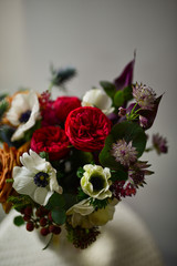 roses, peonies, Ranunculus, buttercups, flowers, wedding, bouquet