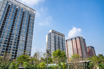Obraz premium Garden landscape of urban real estate in Nansha District, Guangzhou, China
