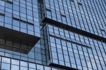 Fototapeta na wymiar City cbd office building dense window glass curtain wall