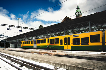 Train Station in Urban Area, outside the City, Jungfrau Switzerland - 320303104