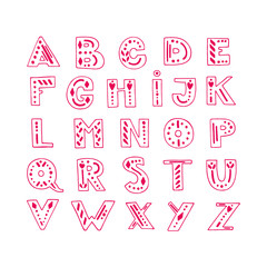 Unique latin alphabet letters isolated on background