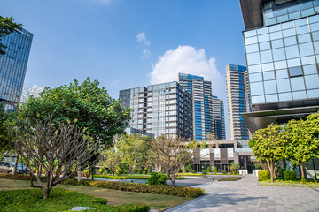 Obraz na płótnie Canvas Cityscape of Nansha CBD Business District, Guangzhou, China