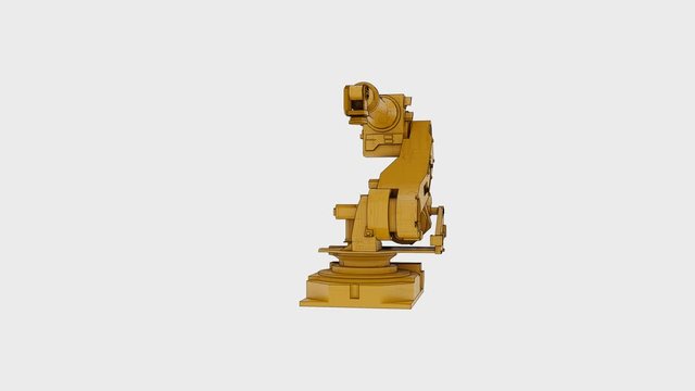 Animated assembly of an industrial robot. Rotating around the robot's axis. The style of drawing or sketch. 3D rendering looped video