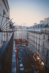 street scene from above as the sun goes down in Paris - 320303773